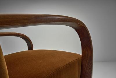Pair of Upholstered Burnt Orange Armchairs Europe 20th Century