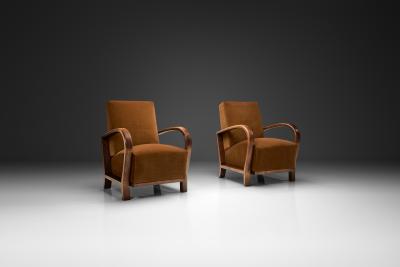 Pair of Upholstered Burnt Orange Armchairs Europe 20th Century