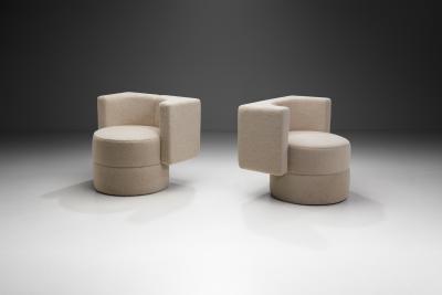 Pair of Upholstered Club Chairs Czechoslovakia 1970s