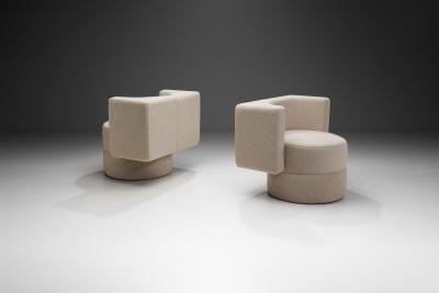 Pair of Upholstered Club Chairs Czechoslovakia 1970s