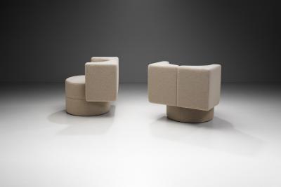 Pair of Upholstered Club Chairs Czechoslovakia 1970s