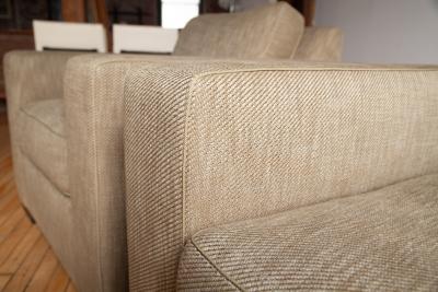 Pair of Upholstered Club Chairs in the style of Jean Michel Frank