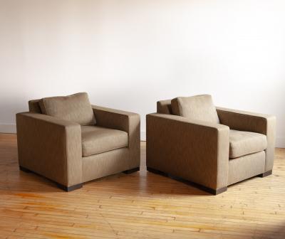 Pair of Upholstered Club Chairs in the style of Jean Michel Frank