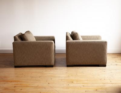 Pair of Upholstered Club Chairs in the style of Jean Michel Frank