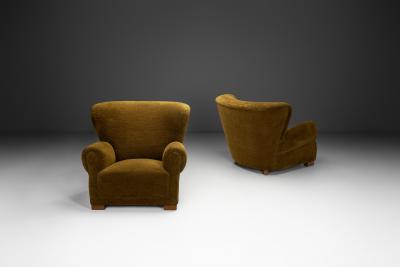 Pair of Upholstered Danish Cabinetmaker Armchairs Denmark ca 1940s