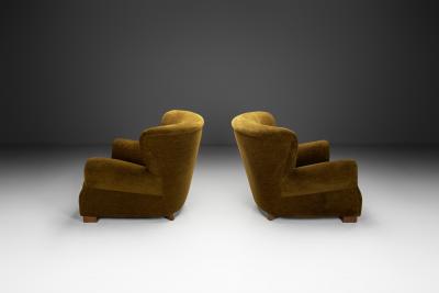 Pair of Upholstered Danish Cabinetmaker Armchairs Denmark ca 1940s