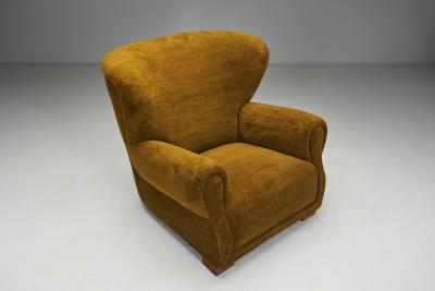 Pair of Upholstered Danish Cabinetmaker Armchairs Denmark ca 1940s