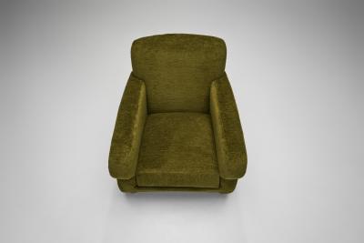 Pair of Upholstered Green Armchairs Europe Mid 20th Century