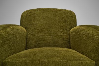 Pair of Upholstered Green Armchairs Europe Mid 20th Century
