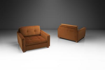 Pair of Upholstered Italian Lounge Chairs Italy 1960s