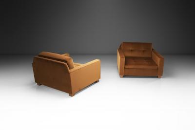 Pair of Upholstered Italian Lounge Chairs Italy 1960s