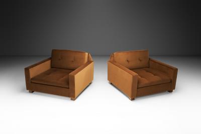 Pair of Upholstered Italian Lounge Chairs Italy 1960s