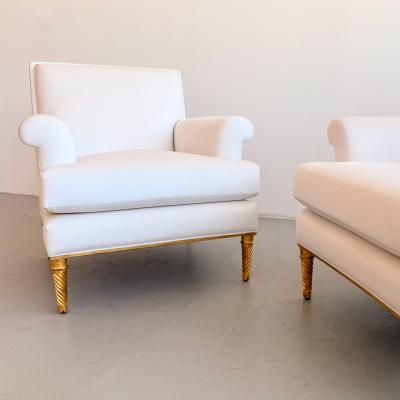 Pair of Upholstered Lounge Chairs Attrb Maison Carlhian France 1930s