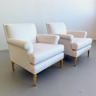 Pair of Upholstered Lounge Chairs Attrb Maison Carlhian France 1930s