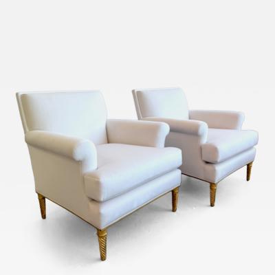 Pair of Upholstered Lounge Chairs Attrb Maison Carlhian France 1930s