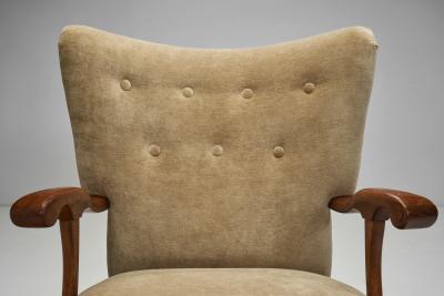 Pair of Upholstered Mid Century Modern Lounge Chairs Europe 20th Century