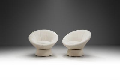 Pair of Upholstered Space Age Swivel Chairs Germany 1970s