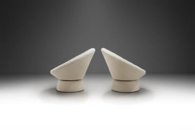 Pair of Upholstered Space Age Swivel Chairs Germany 1970s