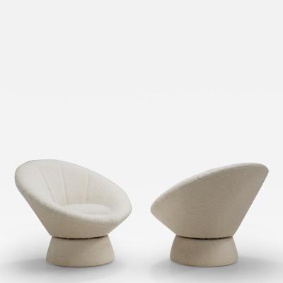 Pair of Upholstered Space Age Swivel Chairs Germany 1970s