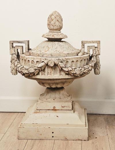 Pair of Val dOsne Belle poque Cast Iron Urns France early 20th century