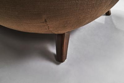 Pair of Velour Two Seater Sofa with Solid Wood Legs Europe ca 1950s