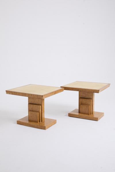 Pair of Velum and Birch Side Tables