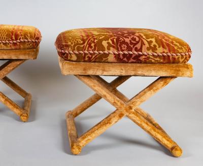 Pair of Velvet Upholstered Stools