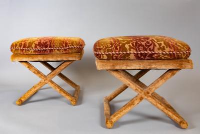Pair of Velvet Upholstered Stools