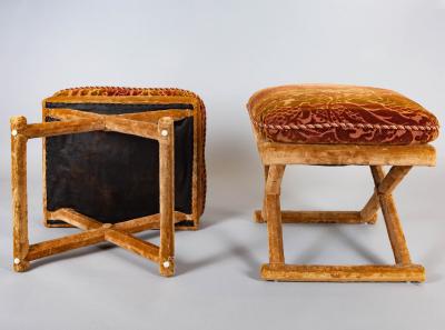 Pair of Velvet Upholstered Stools