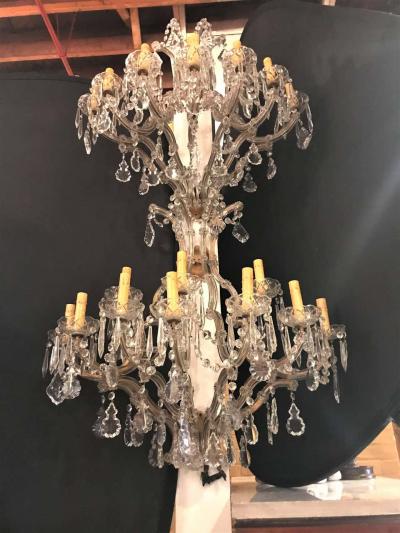 Pair of Venetian Crystal Ten Lights Wall Sconces circa 1940
