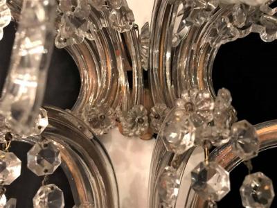 Pair of Venetian Crystal Ten Lights Wall Sconces circa 1940