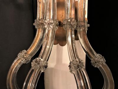 Pair of Venetian Crystal Ten Lights Wall Sconces circa 1940