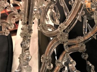 Pair of Venetian Crystal Ten Lights Wall Sconces circa 1940