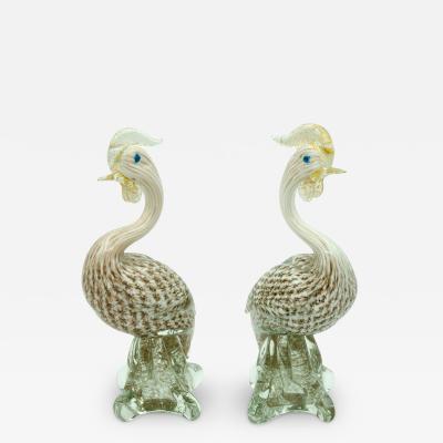 Pair of Venetian Glass Pheasants