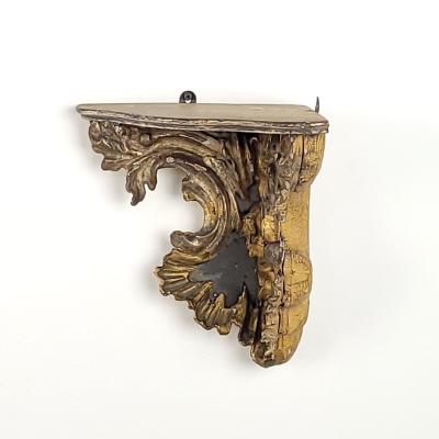 Pair of Venetian Mecca and Mirrored Carved Wood Corner Shelves circa 1800