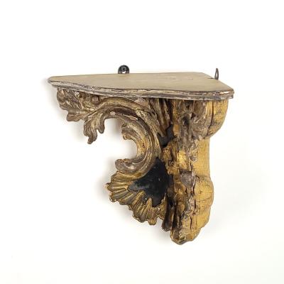 Pair of Venetian Mecca and Mirrored Carved Wood Corner Shelves circa 1800