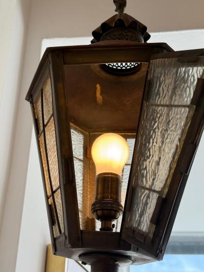 Pair of Venetian Patinated Bronze Arm Wall Mounted Lanterns