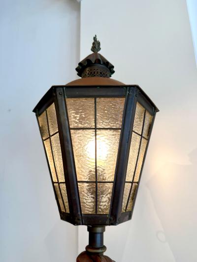 Pair of Venetian Patinated Bronze Arm Wall Mounted Lanterns