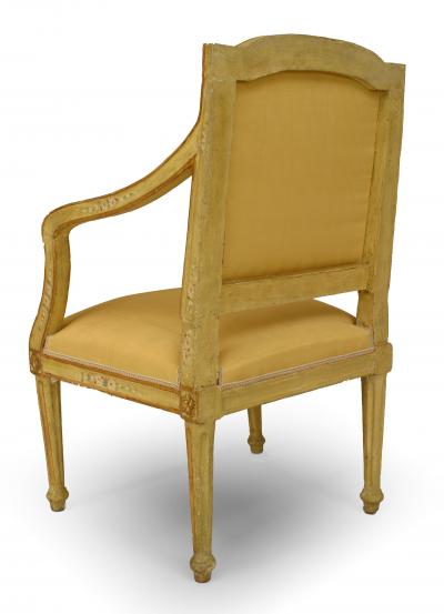 Pair of Venetian Yellow Painted Floral Arm Chairs