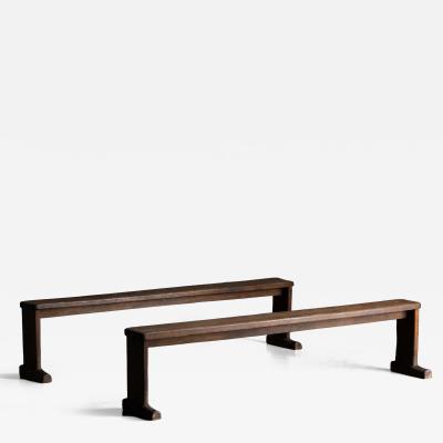 Pair of Vernacular Wooden Benches Europe 19th Century