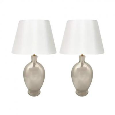 Pair of Veronese Mirrored Murano Glass Table Lamps