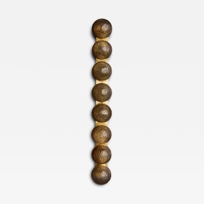 Pair of Vertical Brass and Smoked Textured Glass Globe Wall Sconces