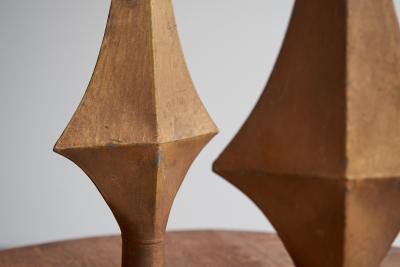 Pair of Very Decorative Gold Painted Antique Finials 19th Century