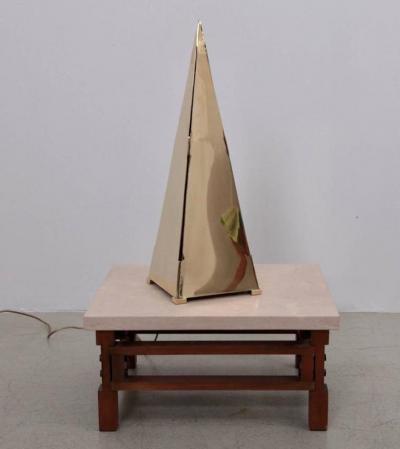 Pair of Very Huge Brass Pyramid Table Lamps