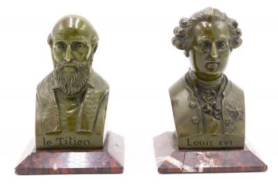 Pair of Victorian Bronze Louis XVI Le Titien Busts