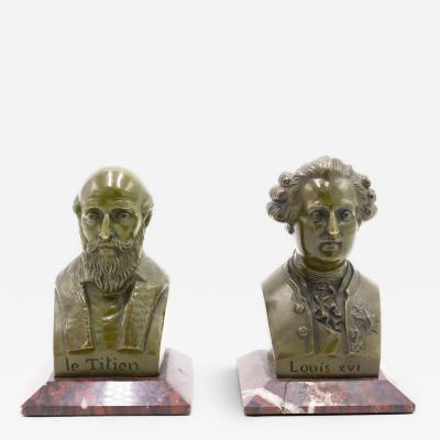 Pair of Victorian Bronze Louis XVI Le Titien Busts