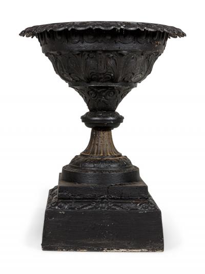 Pair of Victorian Cast Iron Outdoor Urns