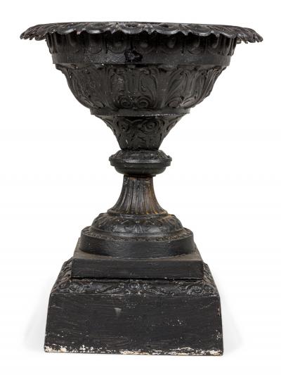 Pair of Victorian Cast Iron Outdoor Urns