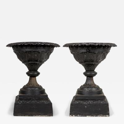 Pair of Victorian Cast Iron Outdoor Urns