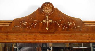 Pair of Victorian Eastlake Walnut and Maple Carved Wall Mirrors